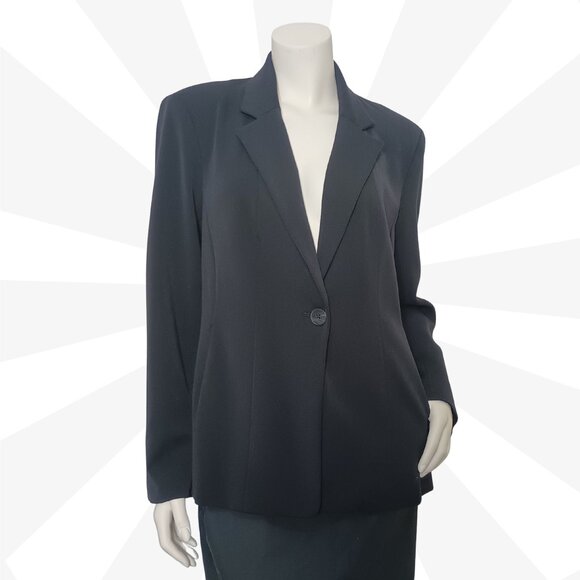 Rafaella Black Basic Jacket Size 14P Polyester Rayon Spandex Lined Padded Pocket - Picture 1 of 10